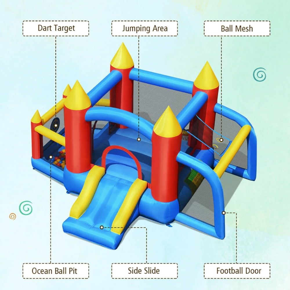 Aimee Lii Kid Inflatable Slide Jumping Castle Bounce House with 740w Blower, Playhouse for Kids Outdoor