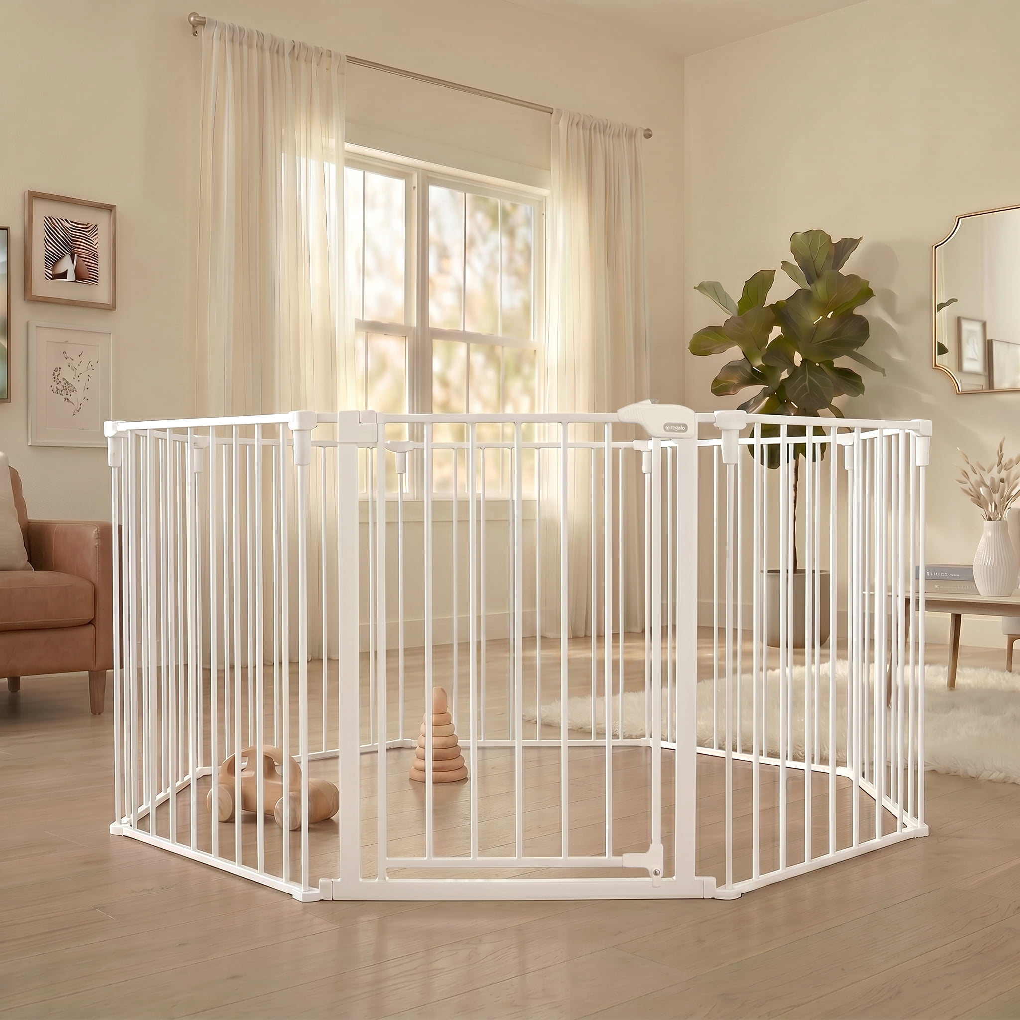 Regalo 194 Inch Super Wide Adjustable Baby Gate and Play Yard for Ages 6 to 24 Months