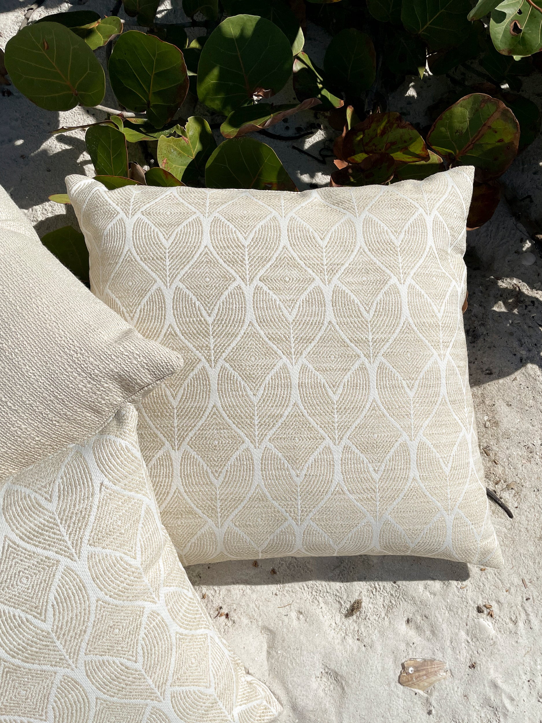 Cool Tropics Beige Indoor Outdoor Pillow 20x20