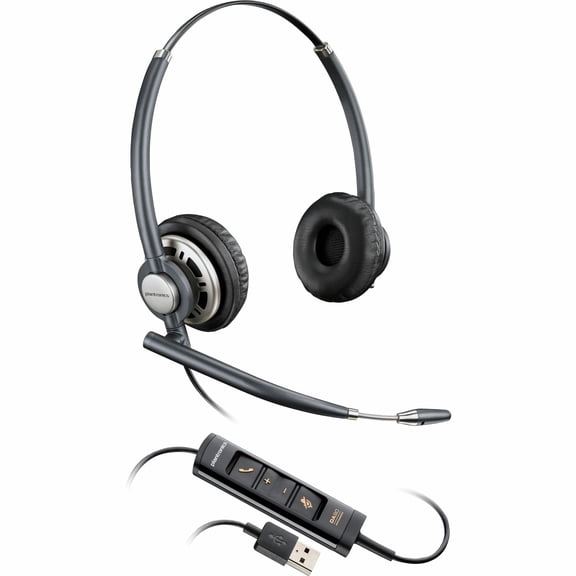 HP POLY HEADSETS On-Ear Stereo Headset with Noise Cancelling Microphone, Black