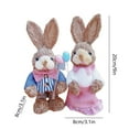 thumbnail image 3 of geerera 2-Pack Standing Woven Easter Bunny Figurines,9 Inch Decorative Sisal Rabbit Statues for Office Kitchen Farmhouse Spring Home Decor, 3 of 6