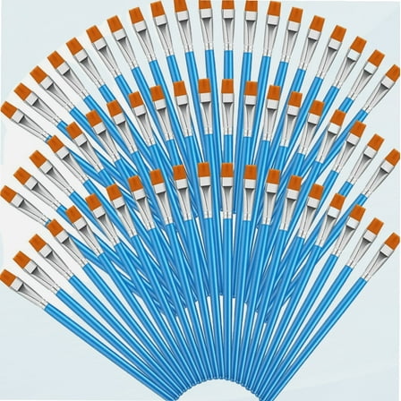 60 Pieces Flat Paint Brushes Bulk Acrylic Paint Brush Wide Paint Brushes Artist Paint Brush for Detail Painting Oil Watercolor Art Painting for Kids Adult (1/2 Inch)