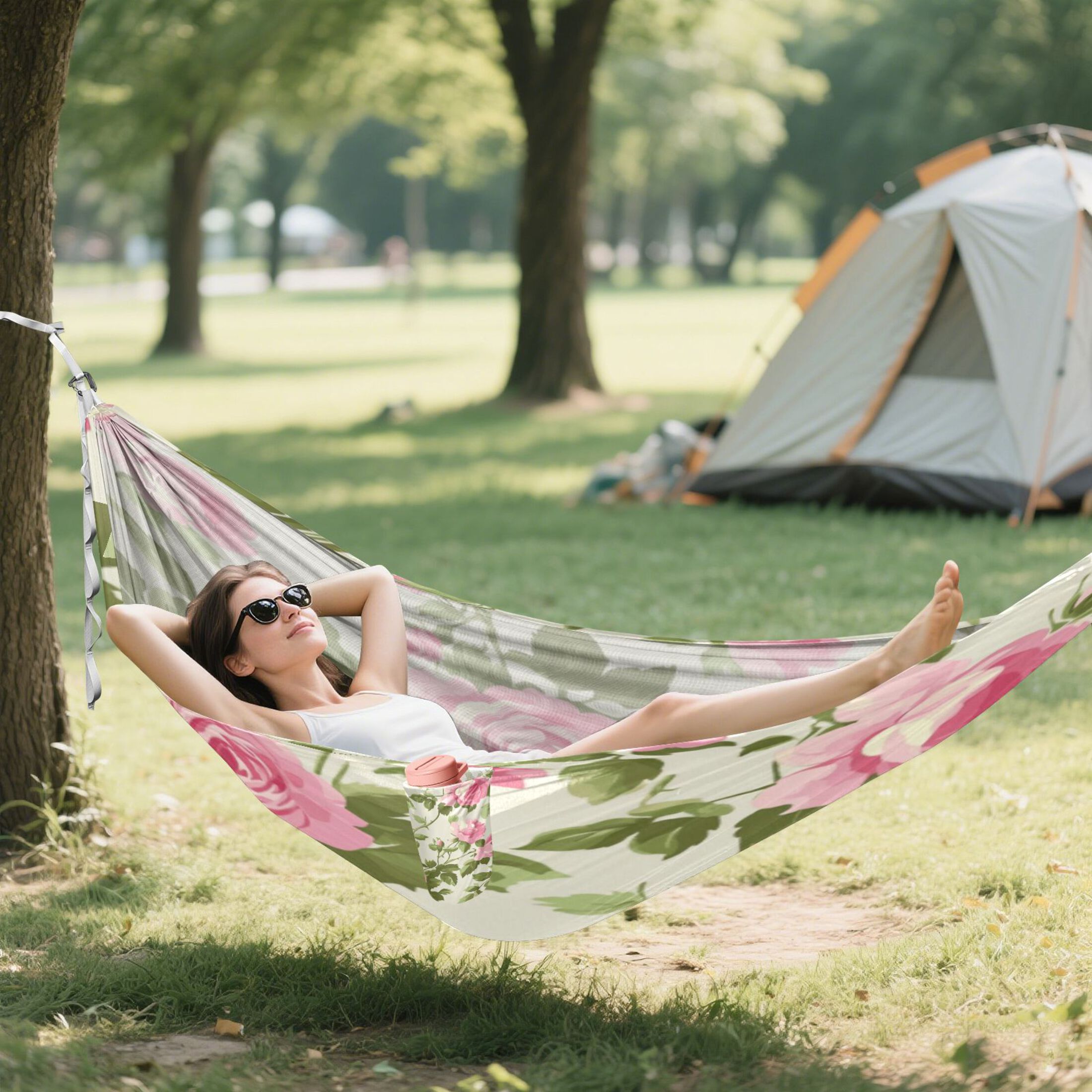 Hammock Camping Hammock Nylon Portable Hammock Travel Camping Hammock Pretty Pink Rose