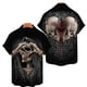 thumbnail image 3 of Camisa de manga corta para hombre, cómoda y transpirable, informal, con estampado 3D de calavera divertida, nueva de verano de 2024, con solapa y botones, talla grande, 3 of 4