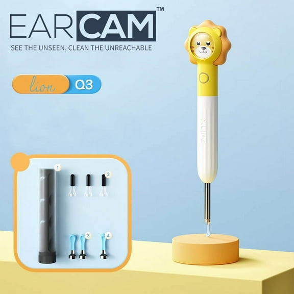 EarCam for Kids Ear Wax Removal and Cleaner Kit Otoscope with Camera & Light - 6-Piece Set, iOS/Android-Compatible