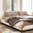 thumbnail image 6 of White Boucle King Platform Bed, Puffy Design, With Foam Filler And Mid-century Solid Ash Wood Legs For An Artistic Bedroom Size Bed In Boucle, Collection, Soft Headboard Strong, 6 of 7