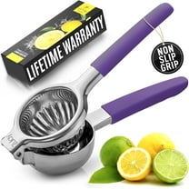 Zulay Lemon Squeezer Stainless Steel with Premium Heavy Duty Solid Metal Squeezer Bowl and Food Grade Silicone Handles - Large Manual Citrus Press Juicer and Lime Squeezer Stainless Steel (Purple)