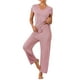 thumbnail image 2 of INSPIRAR CHIC Conjunto de Pijama de Manga Corta Modal para Mujeres 2 Piezas Ropa de Casa Pantalones Largos Sudadera L Rosa, 2 of 6