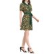 thumbnail image 4 of INSPIRE CHIC Vestidos de Camisa de Manga Corta con Cinturón y Cuello en Contraste para Mujeres S Verde, 4 of 6