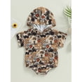 thumbnail image 2 of Bagilaanoe Newborn Baby Boy Hooded Rompers Print Short Sleeve Bodysuits 3M 6M 12M 18M Infant Casual One Piece Short Jumpsuit, 2 of 7