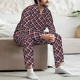 thumbnail image 7 of Picia Red Blue Checked Pattern Men’s Long-Sleeve Sleepwear Set - Soft 2-Piece Loungewear with Pockets, Comfy PJs for Relaxing Nights-X-Large, 7 of 7