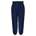 thumbnail image 2 of Kelon Women's Casual Pants, Womens Linen Pants Wide Leg Palazzo Capri Drawstring Casual Lounge Flowy Summer Beach Vacation Crop Trousers with Pockets, S, 2 of 6