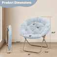 thumbnail image 2 of Monibloom Round Faux Fur Saucer Chair for Adults, Oversized Comfy Chair for Bedroom, Living Room, Dorm, Apartment, with Padded Folding Metal Frame, Blue (Set of 2), 2 of 10