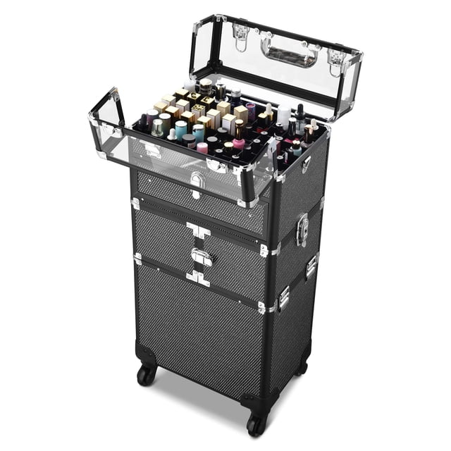 Organizador de esmaltes de uñas 2 en 1 de Makeup Case BYOOTIQUE con ruedas