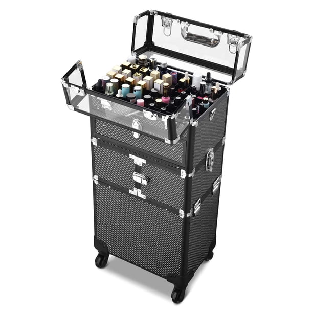 Organizador de esmaltes de uñas 2 en 1 de Makeup Case BYOOTIQUE con ruedas