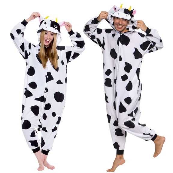 FUNZIEZ! - Cow Adult Unisex Novelty Union Suit Costume for Halloween - X Small