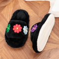 thumbnail image 5 of GPOECD Cute Slippers for Women Fuzzy Open Toe Embroidery Slide Soft Non Warm Cozy Slippers for Winter., 5 of 7