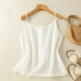 thumbnail image 2 of LangJing Cotton Linen Tank Tops for Women Loose Fit Crew Neck Camisole Solid Crisscross Back Shirts Summer Sleeveless Blouse White,XXL, 2 of 8