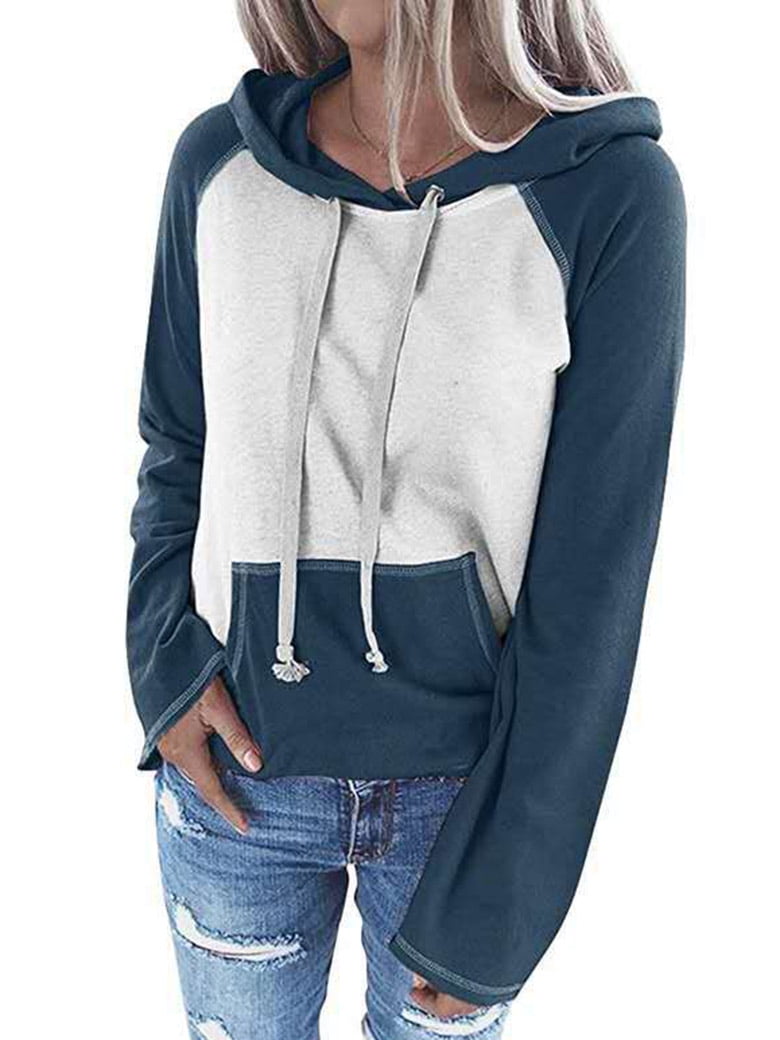 pockets color block hoodie