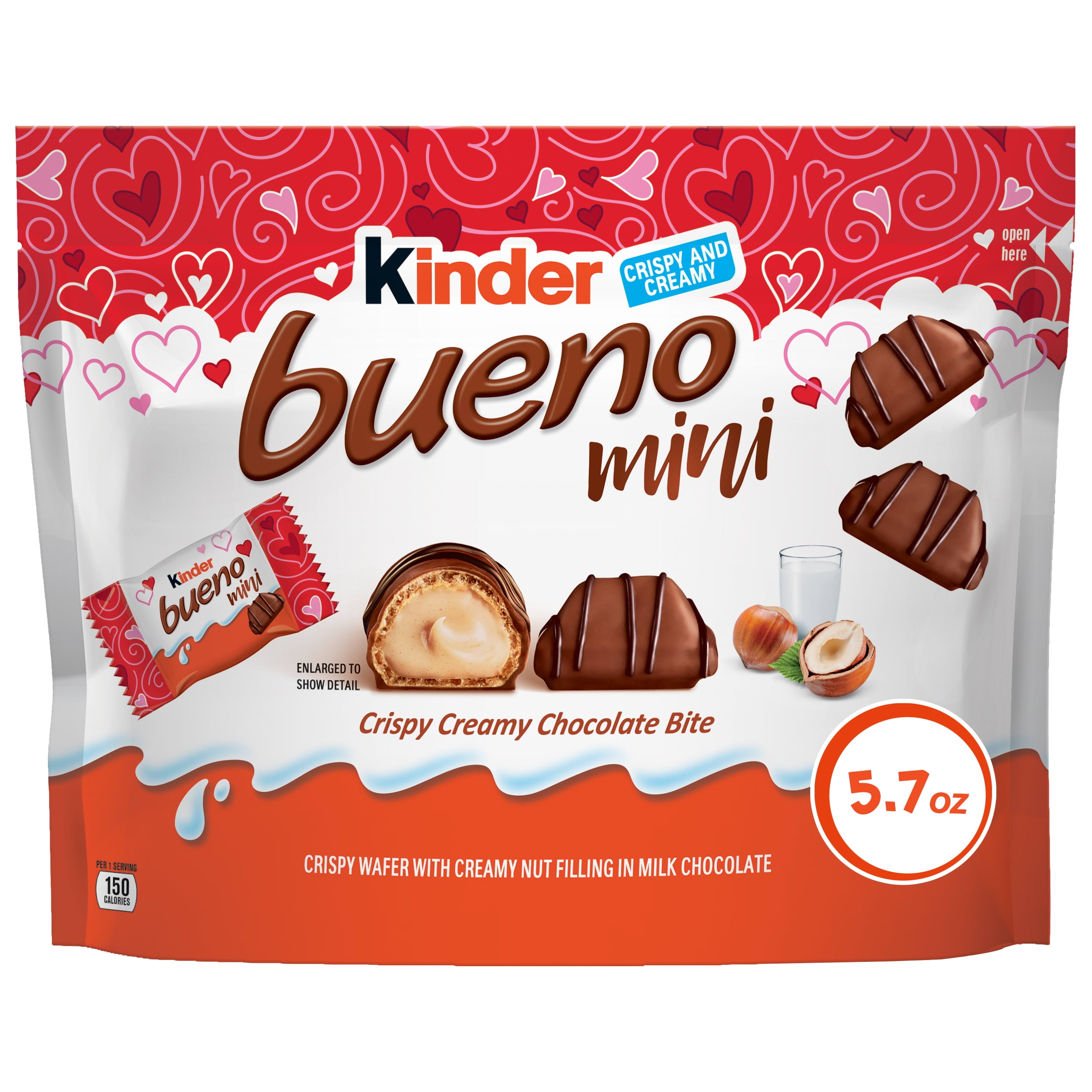 Kinder Bueno Mini Crispy Creamy Milk Chocolate Bites, Individually Wrapped Pieces, Perfect Valentine's Day Gift, 5.7 oz Share Pack