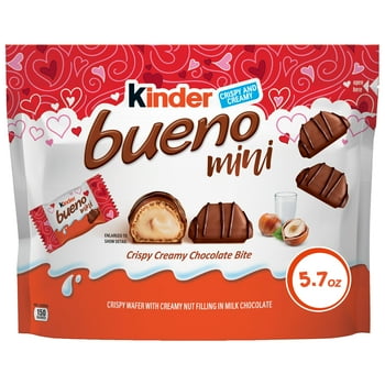 Kinder Bueno Mini Cri Creamy Milk Chocolate Bites, Individually Wrapped Pieces, Perfect Valentine's Day Gift, 5.7 oz Share Pack