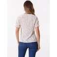 thumbnail image 4 of DARING DIVA Women's Ruffled Bubble Short Sleeve Floral Blouse L White, 4 of 6