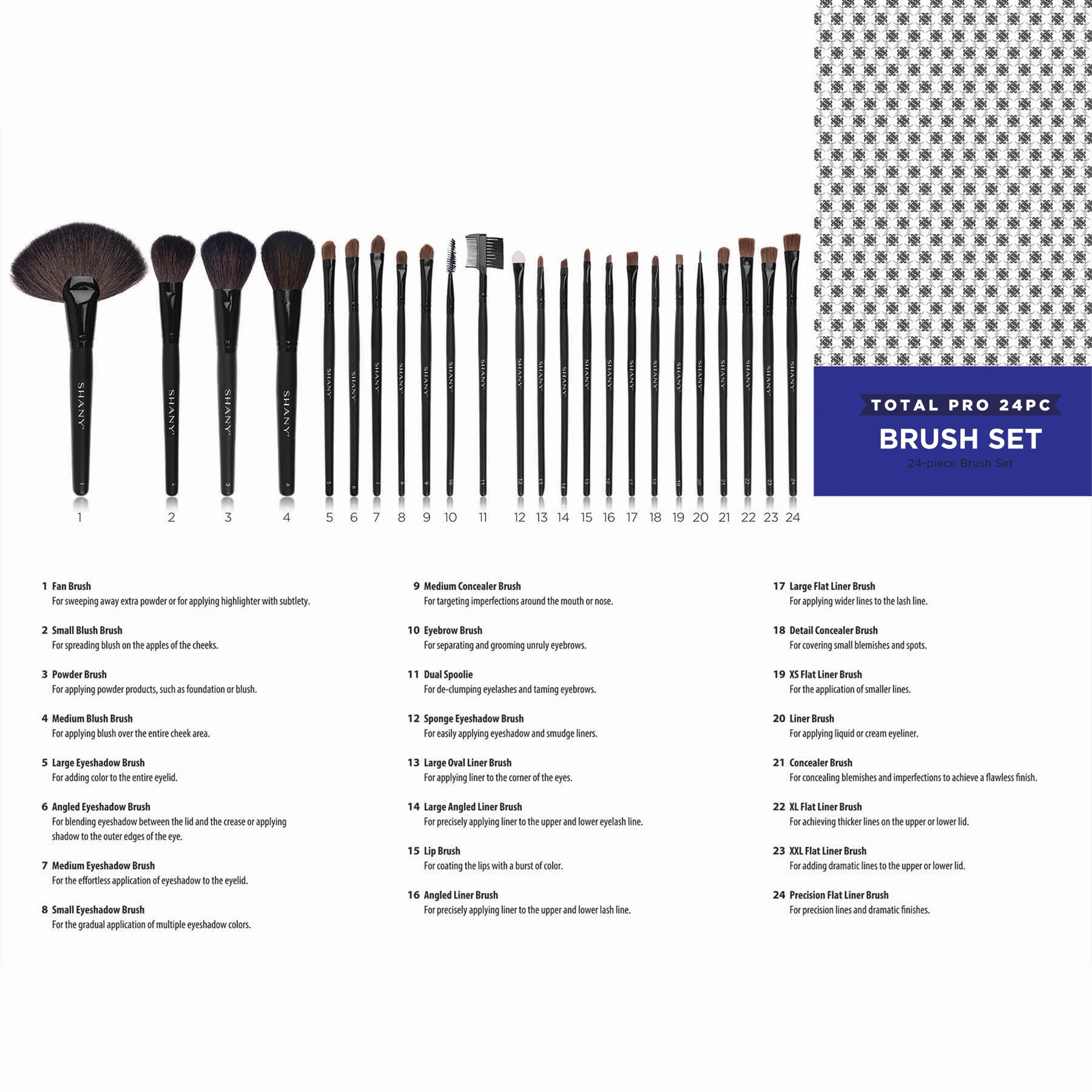 SHANY Makeup Brush Set Studio Quality Total Pro Make up Brushes with Pouch, Cosmetics applicator for Foundation, Powder, Eyeshadow, Concealer, Liner  Brush and more - 24 Count