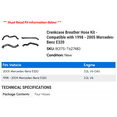thumbnail image 2 of Crankcase Breather Hose Kit - Compatible with 1998 - 2005 Mercedes-Benz E320 1999 2000 2001 2002 2003 2004, 2 of 2