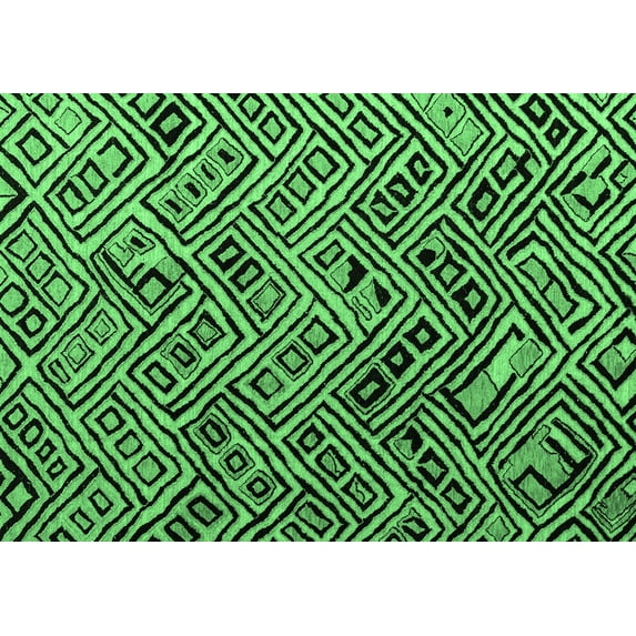 Ahgly Company Indoor Rectangle Abstract Emerald Green Modern Area Rugs, 6' x 9'