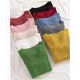 thumbnail image 2 of Suéter de manga larga para mujer, jersey básico con cuello en V, elástico, de punto, color liso, para otoño e invierno, novedad de 2024, 2 of 5