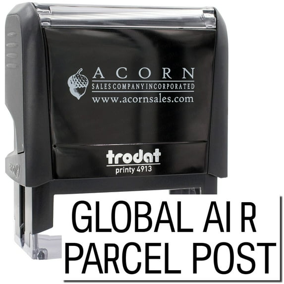 Large Self-Inking Global Air Parcel Post Stamp, Trodat Printy 4913, Press and Print Stamping, Impression Size 7/8" x 2-1/4", Up to 10,000 Impressions - Black Ink