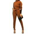 thumbnail image 6 of DYMADE Women Commuter Solid Crew Neck Long Sleeve Fashion Top And Drawstring Pants Set, 6 of 6