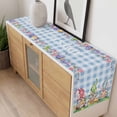 thumbnail image 4 of Easter Bunny Gnomes Table Runner - 120 Inch Long, Kitchen Dining Table Runner Dresser Scarves, Spring Easter Eggs Floral Blue Plaid Farmhouse Decor for Coffee Tables Wedding Party Banquet, 4 of 8