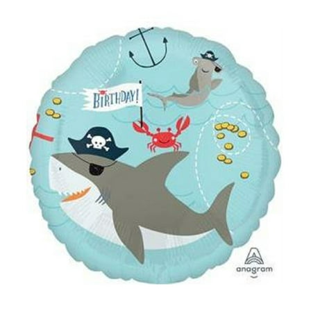 Gray Shark Ahoy Foil balloon 18"