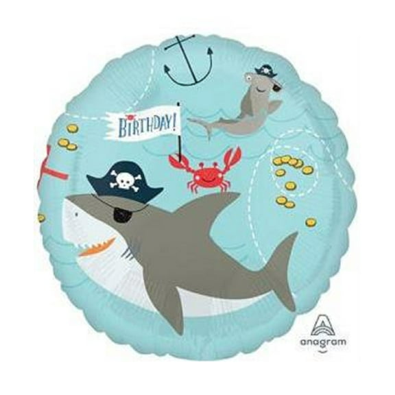 Gray Shark Ahoy Foil balloon 18"