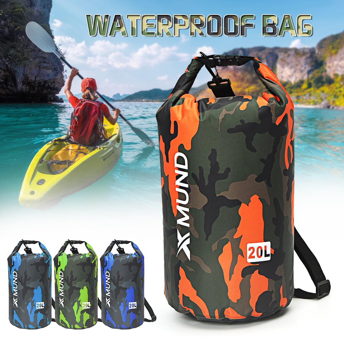 20L Sports Waterproof Dry Bag Backpack Pouch Floating Boating Kayaking Camping by