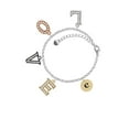 thumbnail image 2 of Delight Jewelry Goldtone Disc 1/2'' Initial - e - Multi-Colored Crystal Love Charm Bracelet, 2 of 5