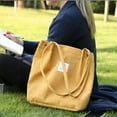 thumbnail image 2 of Yingyy Sacs en Velours Côtelé pour Femmes Sac à Bandoulière Léger Réutilisable Grande Capacité Sacs de Courses Rétro Sacs à Main Décontractés Sangle Renforcée Jaune, 2 of 8