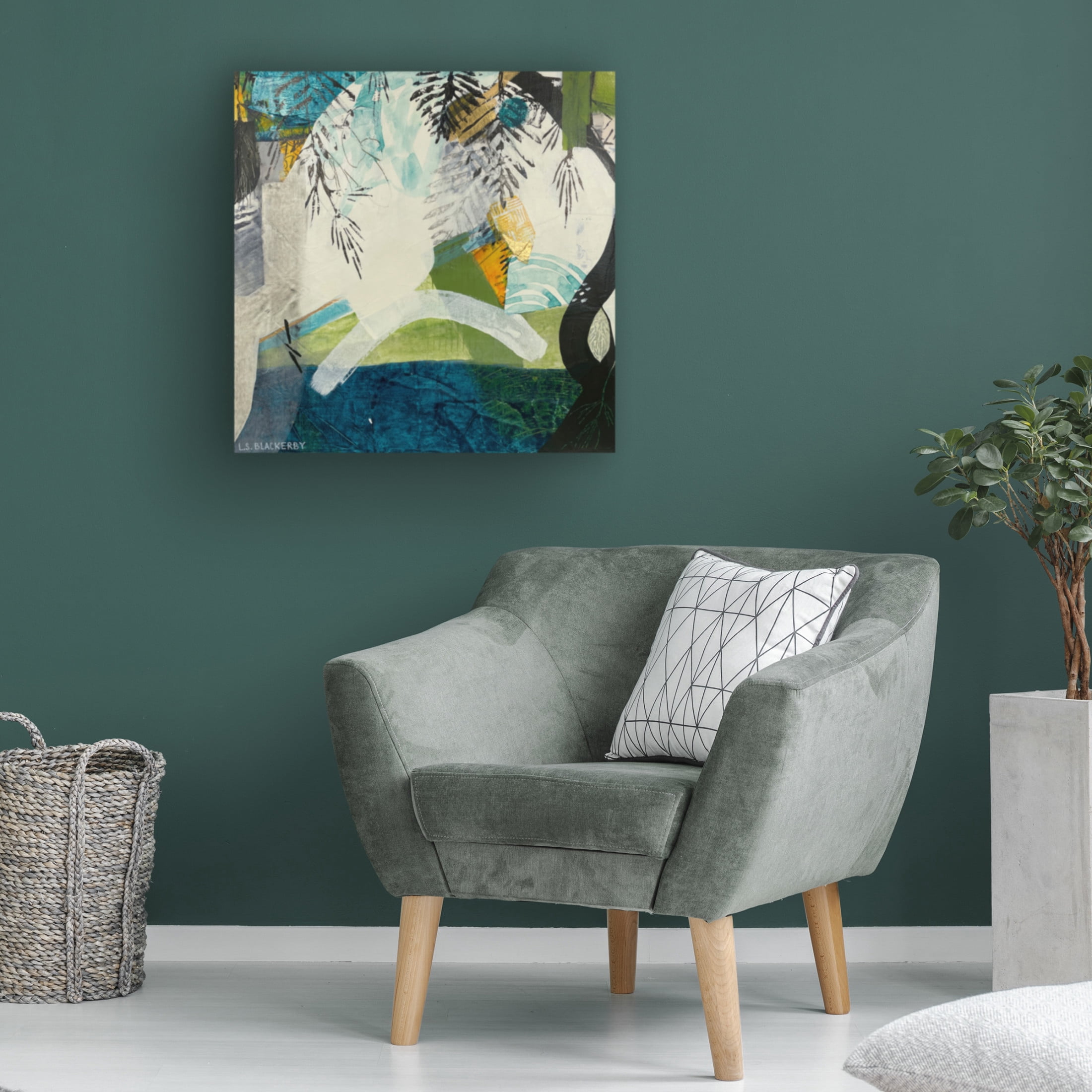 Canvas Wall Art - Linda S. Blackerby 'Woodlands Mountain Lake 1' Wall Art for Living Room, Bedroom, or Office Décor by Trademark Fine Art - 18 x 18 Inches