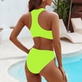 thumbnail image 4 of Ohufall High Waisted Womens Bikini Sets Sporty Two Piece Swimsuits for Women Solid Color High Cut Bathing Suits, 4 of 7