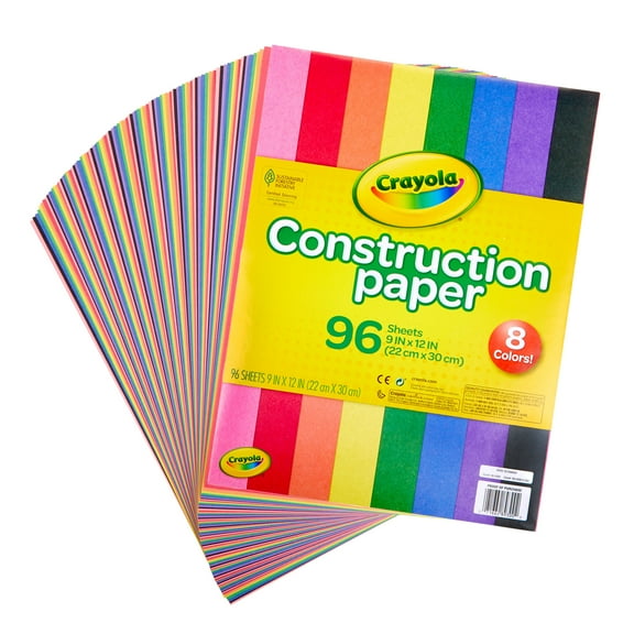 Crayola Construction Paper in 8 Assorted Colors, Beginner Child, 96 Sheets