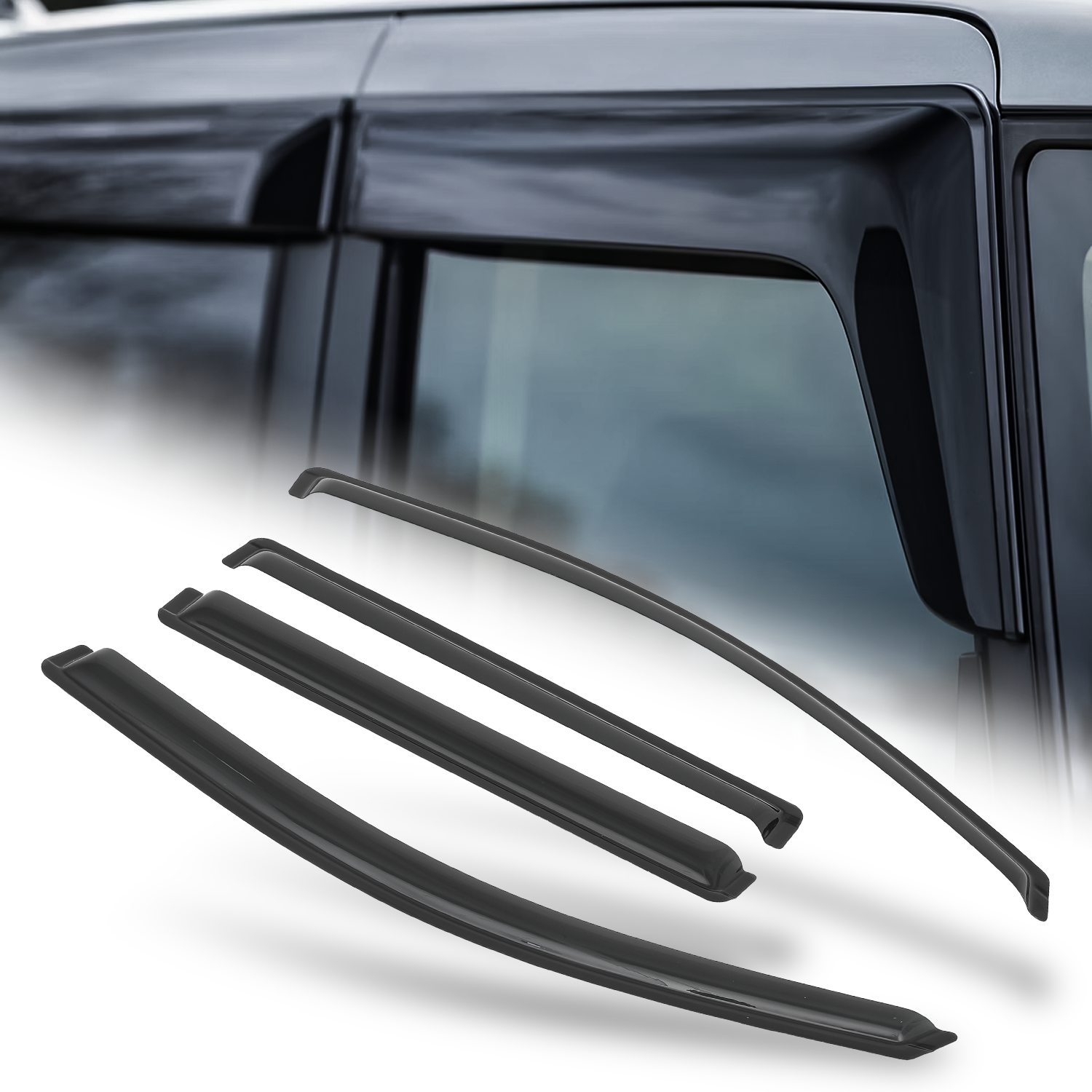 4-Piece Window Visors For 2011-2023 Dodge Durango – Slim Style – Black – Tape On