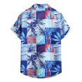 thumbnail image 2 of Camisas Para Hombre Manga Corta Camiseta con botones de solapa para playa y playa con estampado hawaiano para hombre, camiseta de manga corta, ropa de playa (Blue, M), 2 of 7