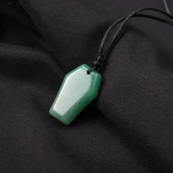 HOOUN Natural Mini Coffin Crystal Stone Carved Quartz Pendant Reiki Healing Necklace-Aventurine