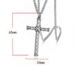 thumbnail image 2 of (E)Collar de cruz de acero inoxidable para hombres y mujeres, collar de cadena con colgante de oración del Señor, 2 of 5