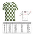 thumbnail image 2 of Green White Check Checkered Lotus Leaf Neck T-Shirt Long Sleeve Women'S T Shirt Elegant Fashion Tops & Tees, 2 of 8