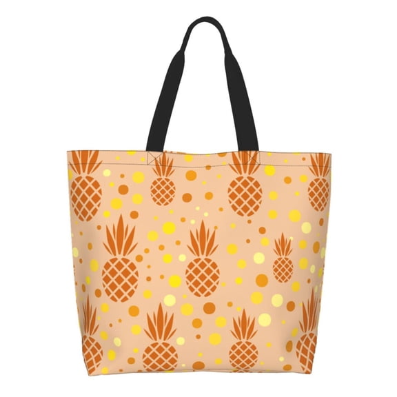 Honeii Pineapples Print Tote Bag for Women, Foldable Tote Bag Large Shoulder Bag Top Handle Handbag for Travel, Work