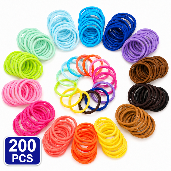 KABUER Hair Ties Ponytail Holders Elastic Hair Ties 200 Pcs Hair Accessories