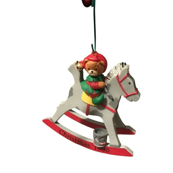 1990 Beary Christmas (Rocking Horse) Enesco Christmas Tree Ornament 576158