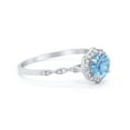 thumbnail image 2 of Petite Dainty Round Wedding Ring Aquamarine CZ 925 Sterling Silver Size 5, 2 of 3